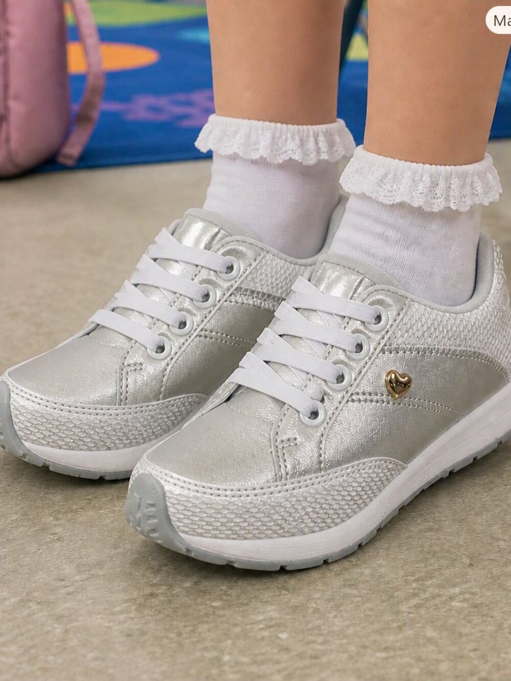 Girl's Silver Metallic Fashion Sneakers